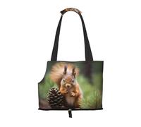 WZYCWB Squirrel holding a pinecone Lightweight travel bag for cats & breathable small dog shoulder bag for easy portability