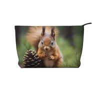 WZYCWB Squirrel Holding a Pinecone Patterned Toiletry Storage Bag, Essential for organizing Cosmetics and Skincare Products.