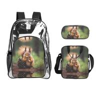 WZYCWB Squirrel holding a pinecone Printed backpack set | Lunch bag and pencil case | Perfect for work, business trips, and vacations.
