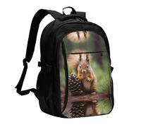 WZYCWB Squirrel holding a pinecone Printed laptop backpack, business men's commuter backpack, computer bag with USB port charging