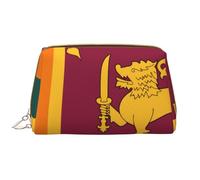 WZYCWB Sri Lanka Flag Leather cosmetic bag with pockets, portable travel cosmetic bag, large capacity cosmetic storage bag,