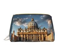 WZYCWB St Peter's Basilica Leather cosmetic bag with pockets, portable travel cosmetic bag, large capacity cosmetic storage bag,