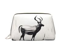 WZYCWB Standing Antelope Printed Leather Cosmetic Bag for Women - Stylish and Soft, Durable