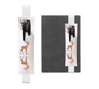 WZYCWB Standing deer Leather Pen Holder Bookmark, Adjustable Leather Pen Holder, Perfect for Back to School Christmas Gifts