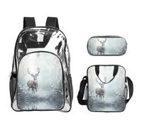WZYCWB Standing deer Printed backpack set | Lunch bag and pencil case | Perfect for work, business trips, and vacations.