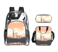 WZYCWB Standing Sika deer Printed backpack set | Lunch bag and pencil case | Perfect for work, business trips, and vacations.
