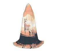 WZYCWB Standing Sika deer Printed Hooded Cape | Cosplay Costume, Halloween Anime Party Prop - Medium