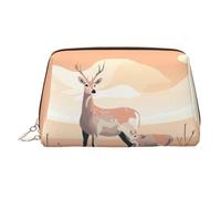 WZYCWB Standing Sika Deer Printed Leather Cosmetic Bag for Women - Stylish and Soft, Durable