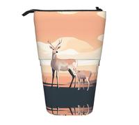 WZYCWB Standing Sika Deer Retractable Storage Container for Pen Holders, Makeup Brush Holders, or Coin Drawstring Bags.