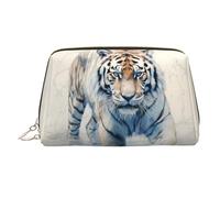 WZYCWB Standing Tiger Printed Leather Cosmetic Bag for Women - Stylish and Soft, Durable