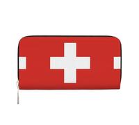 WZYCWB starry sky Leather clutch bags zipper wallets and card holders are perfect for travel or daily use, Swiss Flag, One Size