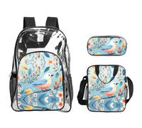 WZYCWB stationary bird Printed backpack set | Lunch bag and pencil case | Perfect for work, business trips, and vacations.
