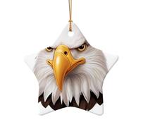 WZYCWB Stern bald eagle patterned Star Shape ceramic pendant, perfect for decorating your home Christmas tree for winter parties