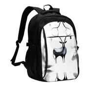 WZYCWB Strange antelope Printed laptop backpack, business men's commuter backpack, computer bag with USB port charging