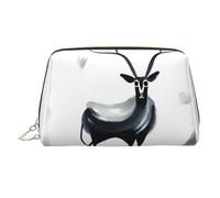 WZYCWB Strange Antelope Printed Leather Cosmetic Bag for Women - Stylish and Soft, Durable