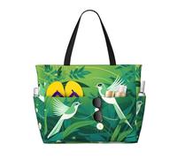 WZYCWB Strange Bird Printed beach travel bag for swimming and fitness/supermarket shopping/seaside vacation