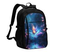 WZYCWB Strange Butterfly Printed laptop backpack, business men's commuter backpack, computer bag with USB port charging