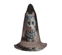 WZYCWB Strange Cat Printed Hooded Cape | Cosplay Costume, Halloween Anime Party Prop - Medium