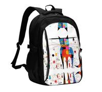 WZYCWB Strange Cat Printed laptop backpack, business men's commuter backpack, computer bag with USB port charging