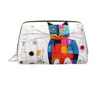 WZYCWB Strange Cat Printed Leather Cosmetic Bag for Women - Stylish and Soft, Durable