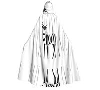 WZYCWB Strange Deer Patterned Hooded Cape | Perfect for Halloween, masquerade, and themed parties.