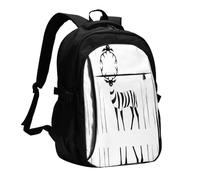 WZYCWB Strange Deer Printed laptop backpack, business men's commuter backpack, computer bag with USB port charging