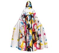 WZYCWB Strange Doodle Dog Patterned Hooded Cape | Perfect for Halloween, masquerade, and themed parties.