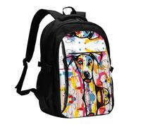 WZYCWB Strange Doodle Dog Printed laptop backpack, business men's commuter backpack, computer bag with USB port charging