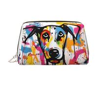WZYCWB Strange Doodle Dog Printed Leather Cosmetic Bag for Women - Stylish and Soft, Durable
