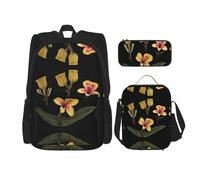 WZYCWB Strange flowers Backpack (3-piece set), large capacity backpack, student school bag, pencil case, lunch bag combination