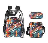 WZYCWB Strange Watercolor Printed backpack set | Lunch bag and pencil case | Perfect for work, business trips, and vacations.