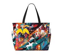 WZYCWB Strange Watercolor Printed beach travel bag for swimming and fitness/supermarket shopping/seaside vacation