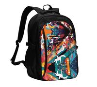 WZYCWB Strange Watercolor Printed laptop backpack, business men's commuter backpack, computer bag with USB port charging