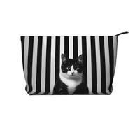 WZYCWB Striped cat Patterned Toiletry Storage Bag, Essential for organizing Cosmetics and Skincare Products.