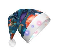 WZYCWB Submarine reef fish Adult Santa Hats, Plush New Year Christmas Party Gifts, Unisex New Year LED Light Santa Hats