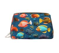 WZYCWB Submarine Reef Fish Patterned Leather Cosmetic Bag - Perfect for Carry-On or Home Organization