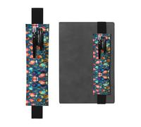 WZYCWB Submarine Reef Fish Printed Large-Capacity PVC Pen Holder + Creative Diary Pen Bag Set with Elastic Band Anti-Slip Design