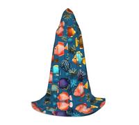 WZYCWB Submarine reef fish Printed Medium Hooded Cape, Holiday Party Costume, Carnival Party Prop, Sizes S/M/L