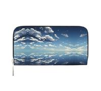 WZYCWB Submarine shark coral Leather clutch bags zipper wallets and card holders are perfect for travel or daily use, Blue Sky And White Clouds, One Size