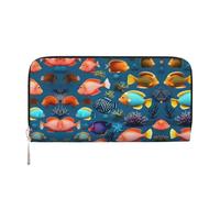WZYCWB Submarine shark coral Leather clutch bags zipper wallets and card holders are perfect for travel or daily use, Submarine Reef Fish, One Size