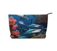WZYCWB Submarine Shark Coral Patterned Toiletry Storage Bag, Essential for organizing Cosmetics and Skincare Products.