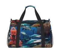 WZYCWB Submarine shark coral Printed fitness travel bag. Perfect for yoga training, short trips, and swimming gear., Submarine Shark Coral, One Size