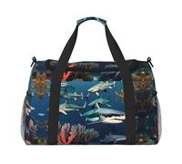 WZYCWB Submarine shark coral Printed fitness travel bag. Perfect for yoga training, short trips, and swimming gear., Sharks Under the Sea, One Size