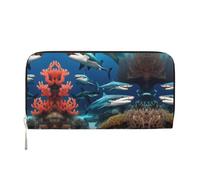 WZYCWB Submarine shark coral Printed zippered wallet perfect for travel, business, and everyday wear. Holds cell phones and cash.