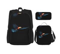 WZYCWB Summit Hawk Silhouette Campus life backpack set (3 pieces) - school bag + pencil case + lunch bag, meet all the daily needs of students!