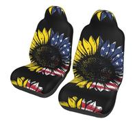 WZYCWB Sunflower American Flag Car Seat Protectors (2 Pack) - Vehicle Seat Covers for Sedan, SUV, Truck & Van, Interior Protection