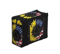 WZYCWB Sunflower American Flag Tote Bag for Adults, One Size, Black, Polyester with Vinyl Lining, Zippered Closure, 40 x 53 x 23 cm, Foldable and Lightweight
