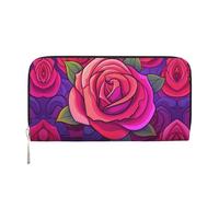 WZYCWB Sunflower Avatar Leather clutch bags zipper wallets and card holders are perfect for travel or daily use, Reddish Purple Roses, One Size
