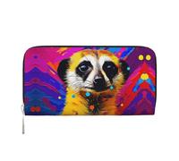 WZYCWB Sunflower Avatar Leather clutch bags zipper wallets and card holders are perfect for travel or daily use, Spirited Meerkat, One Size