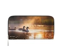 WZYCWB Sunflower Avatar Leather clutch bags zipper wallets and card holders are perfect for travel or daily use, Mallard Ducks At Sunset, One Size